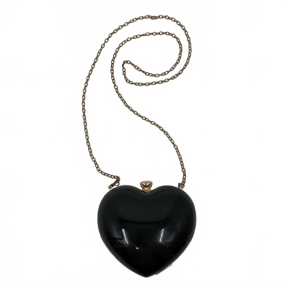 Dancing Days Black Heart Clutch | Black PU & Chain Strap OS